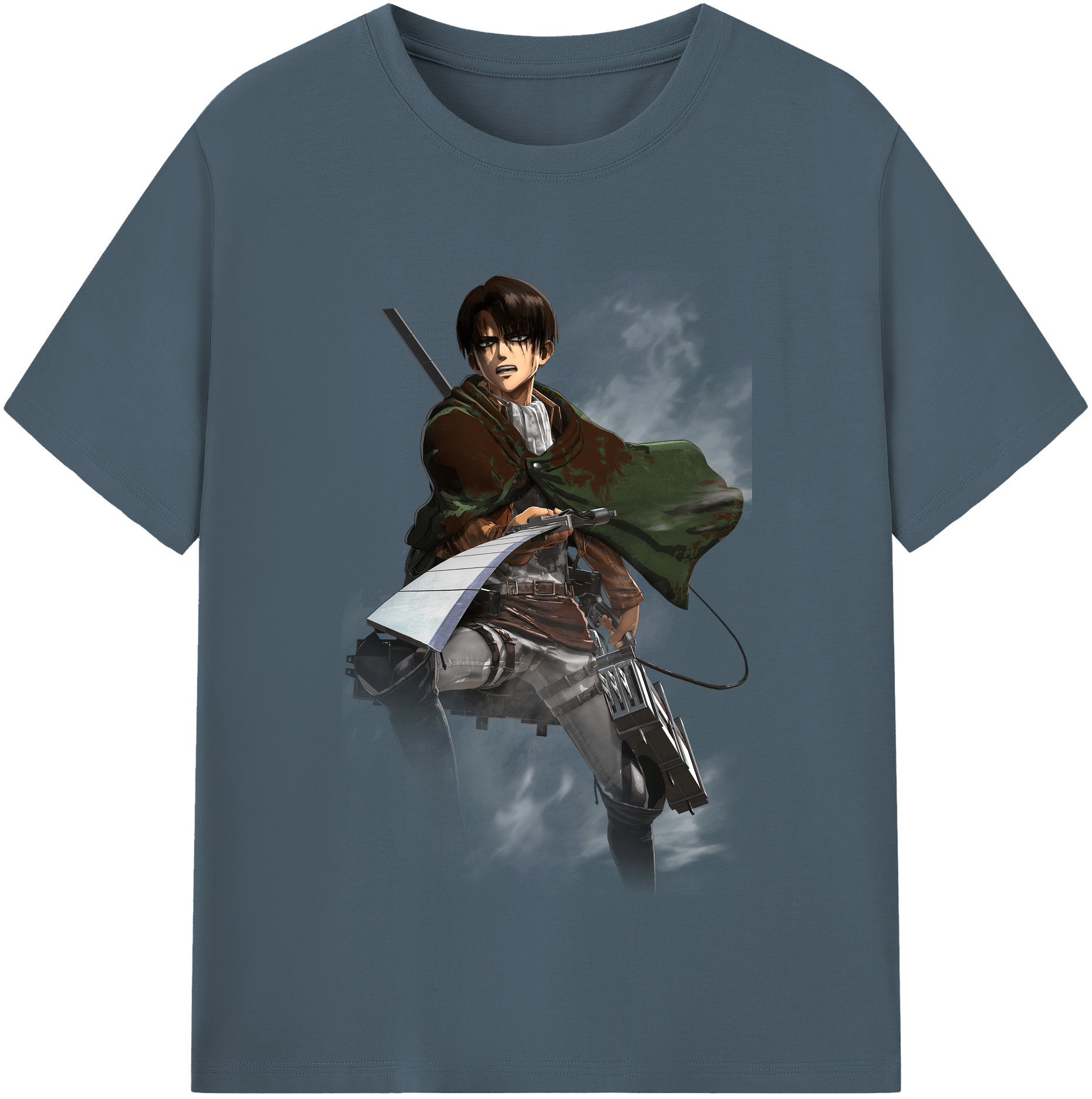 （画像用） 進撃の巨人 リヴァイ·アッカーマン Attack on Titan Levi Ackerman 綿100％半袖Tシャツ（フロントプリント）